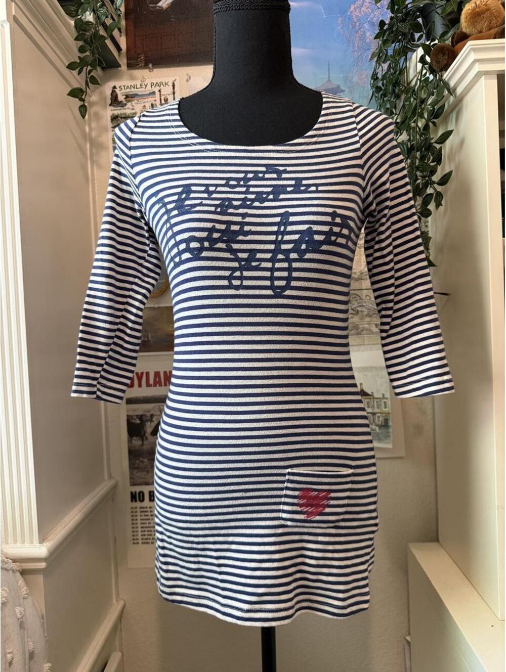 Vintage 2000s Forever 21 Twentyone Striped Music Note Mini Dress